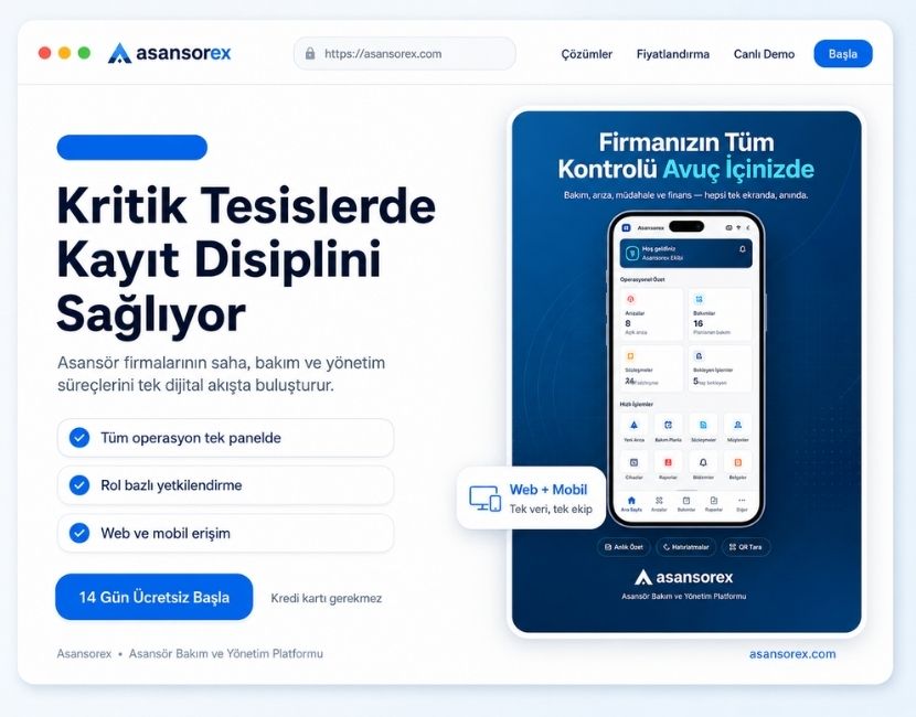 Asansorex.com Kritik Tesislerde Kayıt Disiplini Sağlıyor